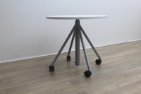 Senator Height Adjustable Circular White 800mm Office / Meeting Table - Thumb 3