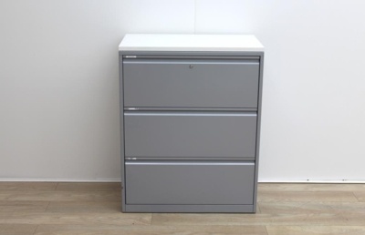 Side grey metal filing cabinets finish with wood top 