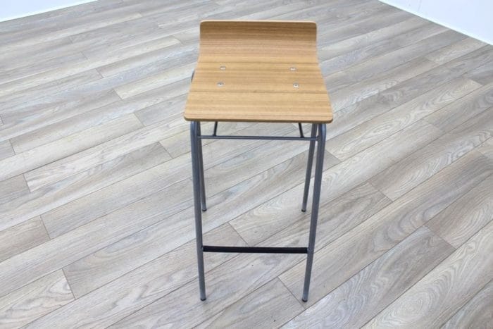 Allermuir Walnut Seat / Chrome Base Office Canteen Bar Stool