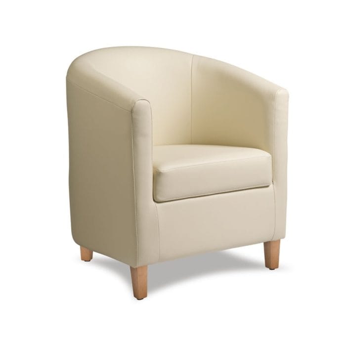 New BAY Cream High Quality Faux Leather Tub Chair