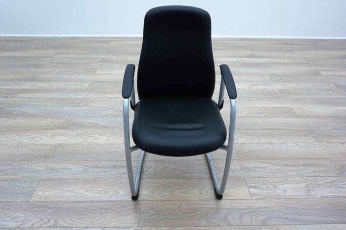 Black Leather Cantilever Office Meeting Chairs