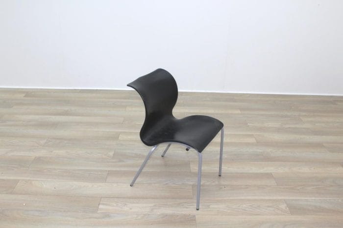 Black Polymer Stacking Office Canteen Chair