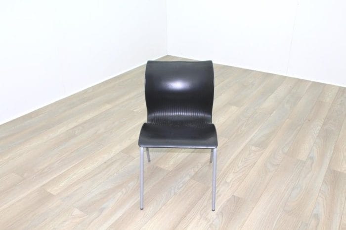 Black Polymer Stacking Office Canteen Chair