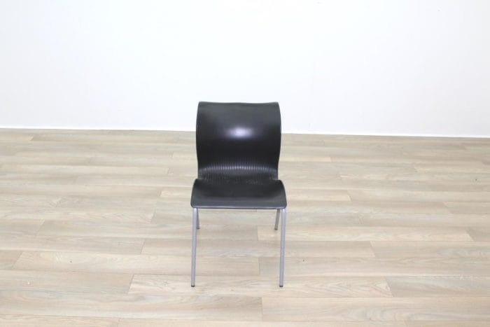 Black Polymer Stacking Office Canteen Chair