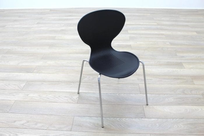 Black Plastic Stacking Office Canteen Chairs