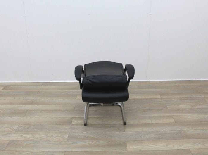 Black Faux Leather Meeting Chairs With Folding Back