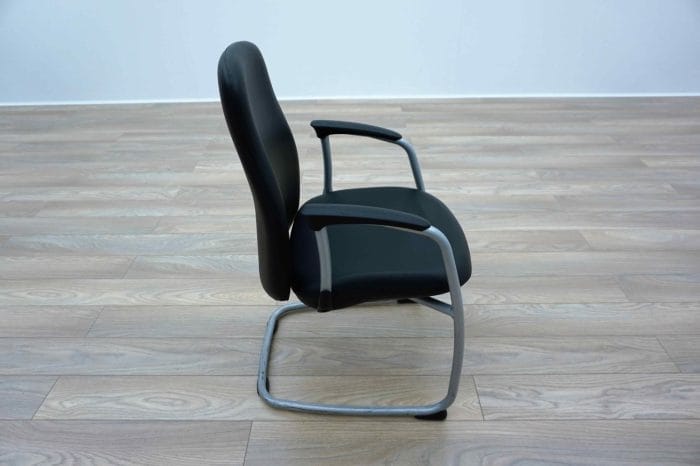 Black Leather Cantilever Office Meeting Chairs