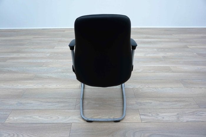 Black Leather Cantilever Office Meeting Chairs