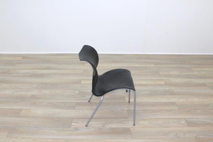 Black Polymer Stacking Office Canteen Chair