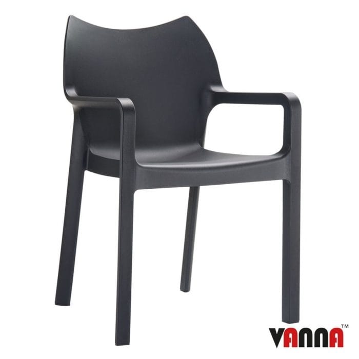 New Black Moulded Plastic Stacking Office Canteen Cafe Bistro Meeting Arm Chairs