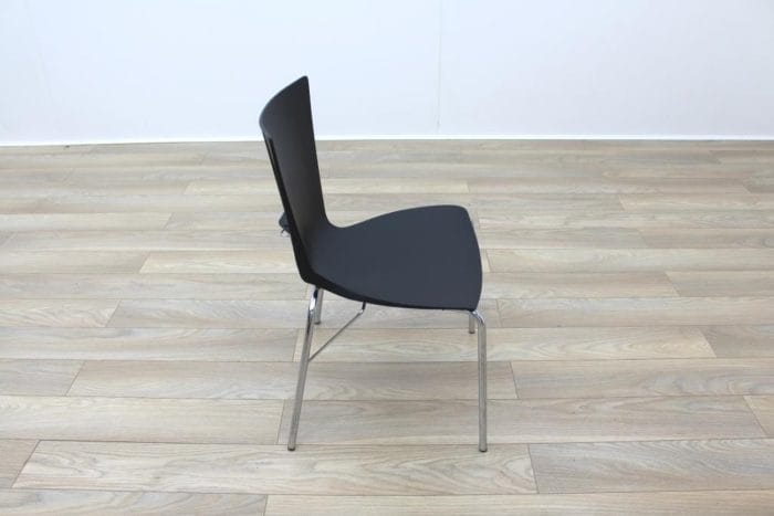 Black Polymer Stackable Office Canteen Chairs