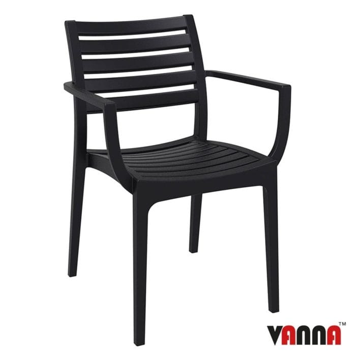 New Black Reinforced Polypropylene Stacking Office Canteen Cafe Bistro Arm Chairs