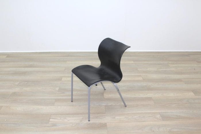 Black Polymer Stacking Office Canteen Chair