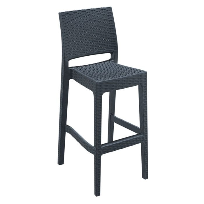 New Dark Grey Rattan Style Office Canteen Bistro Cafe Bar Stools