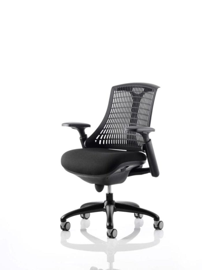 Flex Task Operator Chair Black Frame With Black Fabric Seat Black Back With Arms