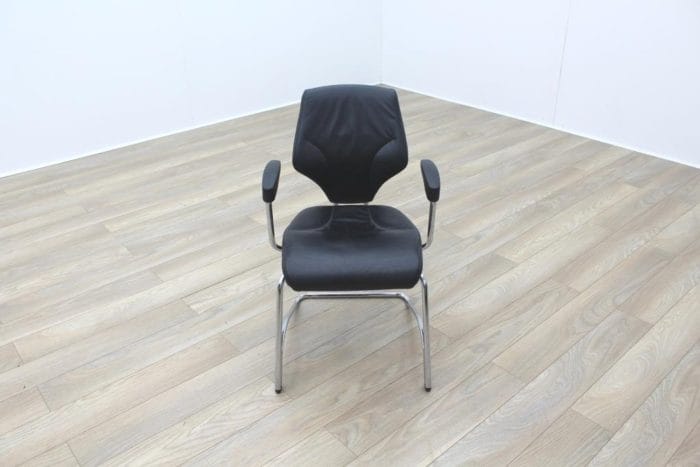 Giroflex 16 Series Black Leather Cantilever Office Meeting Chairs