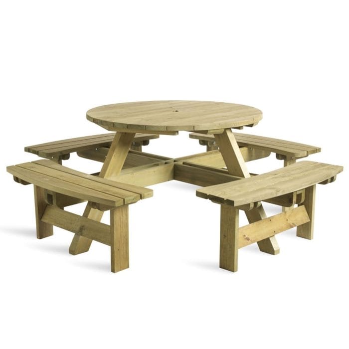 New KING 8 Seater Round Timber Picnic Table