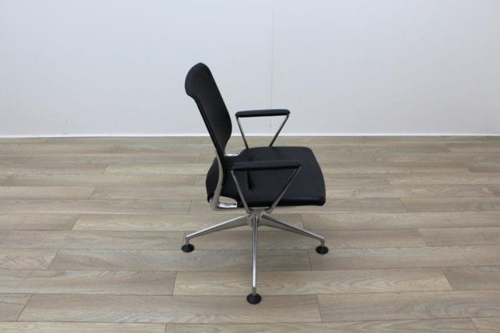 Vitra Meda Black Leather Seat Mesh Back Meeting Chair