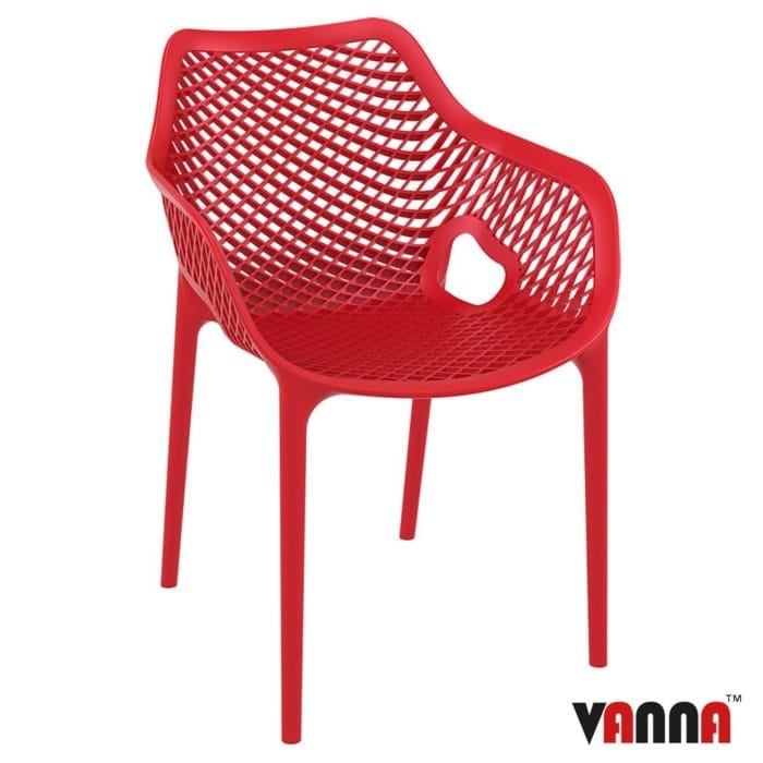 New Red Reinforced Polypropylene & Glass Fibre Stacking Office Canteen Cafe Bistro Arm Chairs