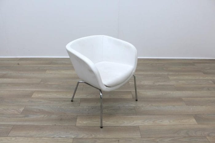 Senator KA1 White Leather Reception Tub Chair