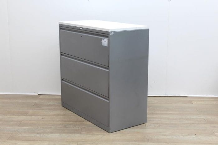 Side metal grey filing cabinets finish with wood top