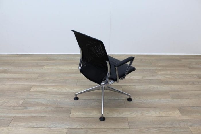 Vitra Meda Black Leather Seat Mesh Back Meeting Chair