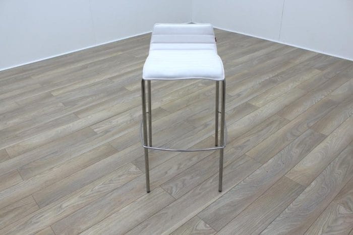 White Leather / Chrome Office Canteen / Cafe Bar Stools