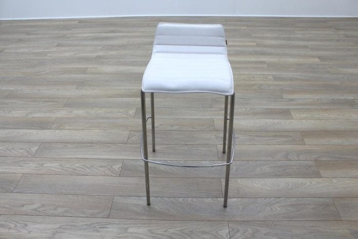 White Leather / Chrome Office Canteen / Cafe Bar Stools