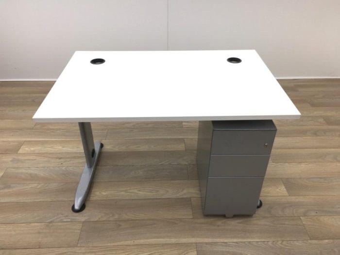 White Desk With Adjustable Frame