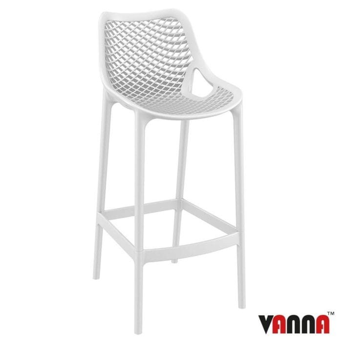 New White Strong Reinforced Polypropylene, Glass Fibre Canteen Cafe Bar Stool